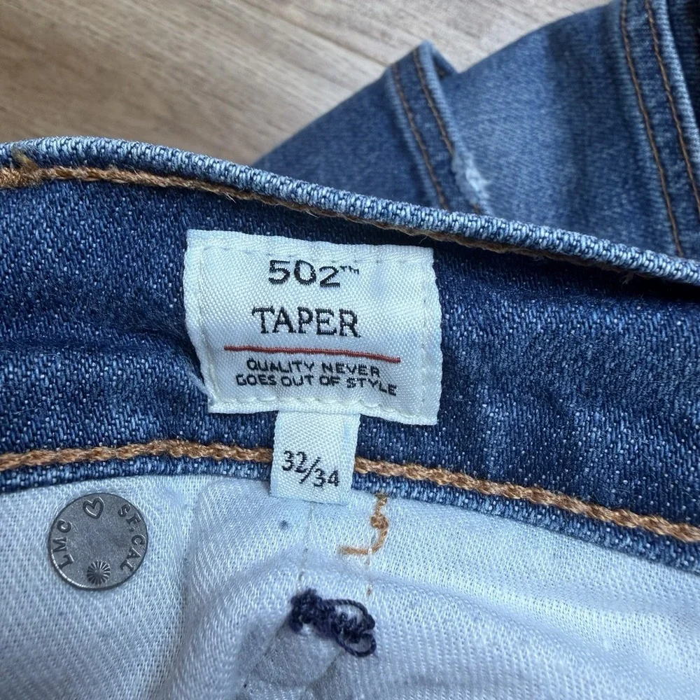 Levis Made &‎ Crafted Selvedge Jeans Men 32x34 502 Taper Japan Patchwork Big E